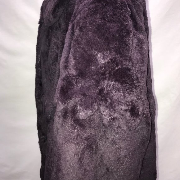 POLO NORTE DEEP PURPLE FULL LENGTH RABBIT FUR COAT - Picture 5 of 14